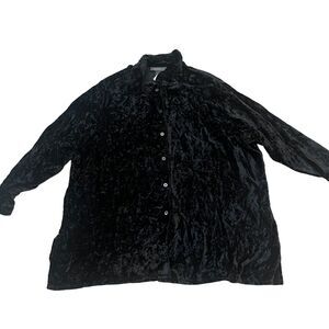 Vintage Lane Bryant Crushed Velvet Tunic Top Button Down Long Sleeve